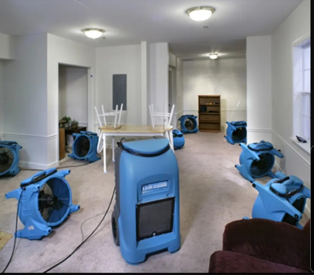 Air movers and dehumidifier setup for Water Extraction & Removal in Upper Saucon